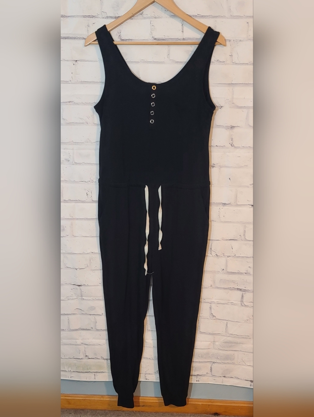 One Piece Tank Drawstring Jumpsuit Romper Comfy Cozy Small - Picture 2 of 8